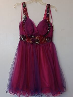 Vintage Fuchsia L.A. Merchandises Sequin Strappy Party Dress